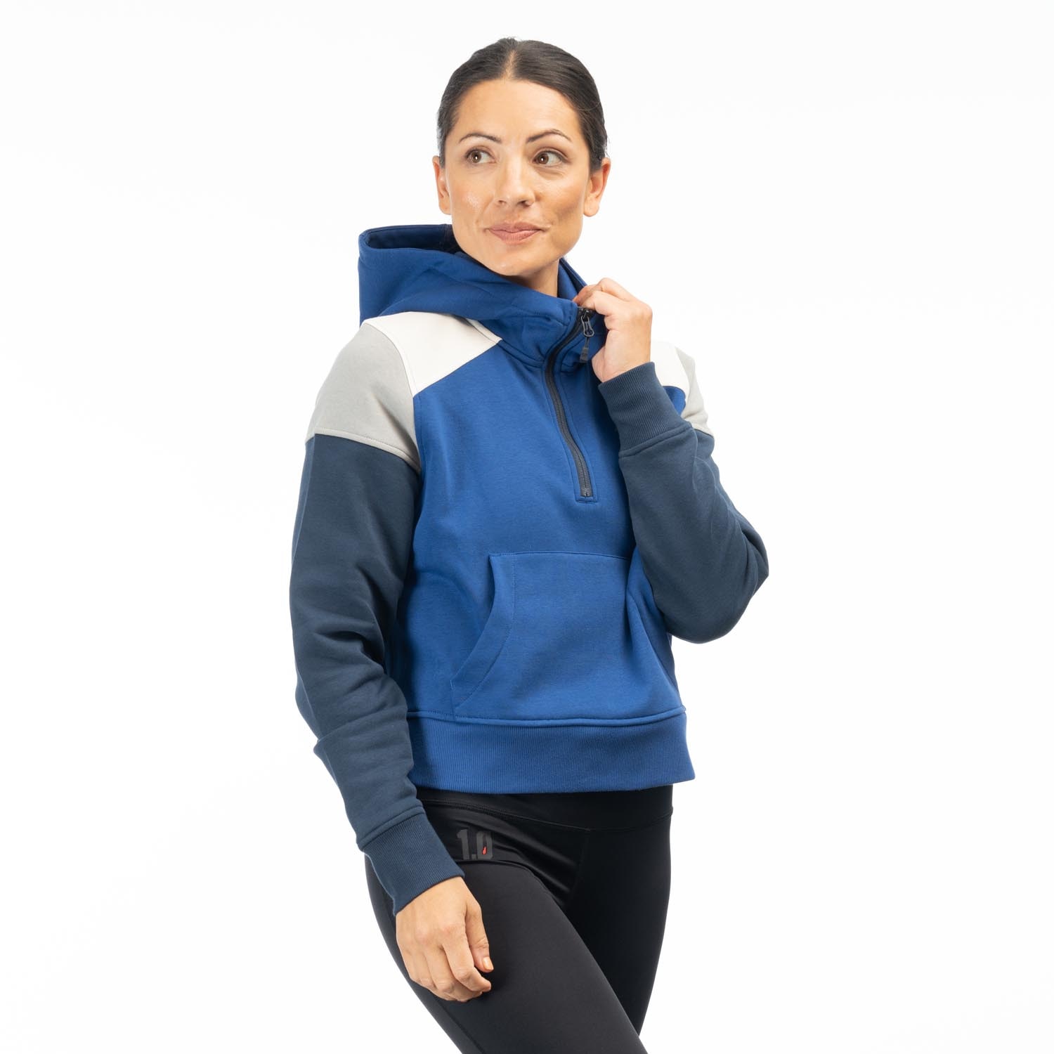 Amazhiyu Hoodie voor dames, fleece pullover, crop pullover, kort sweatshirt met capuchon, lange mouwen, capuchontrui, herfst, winter, bovenstuk, tops met zakken, wit, L